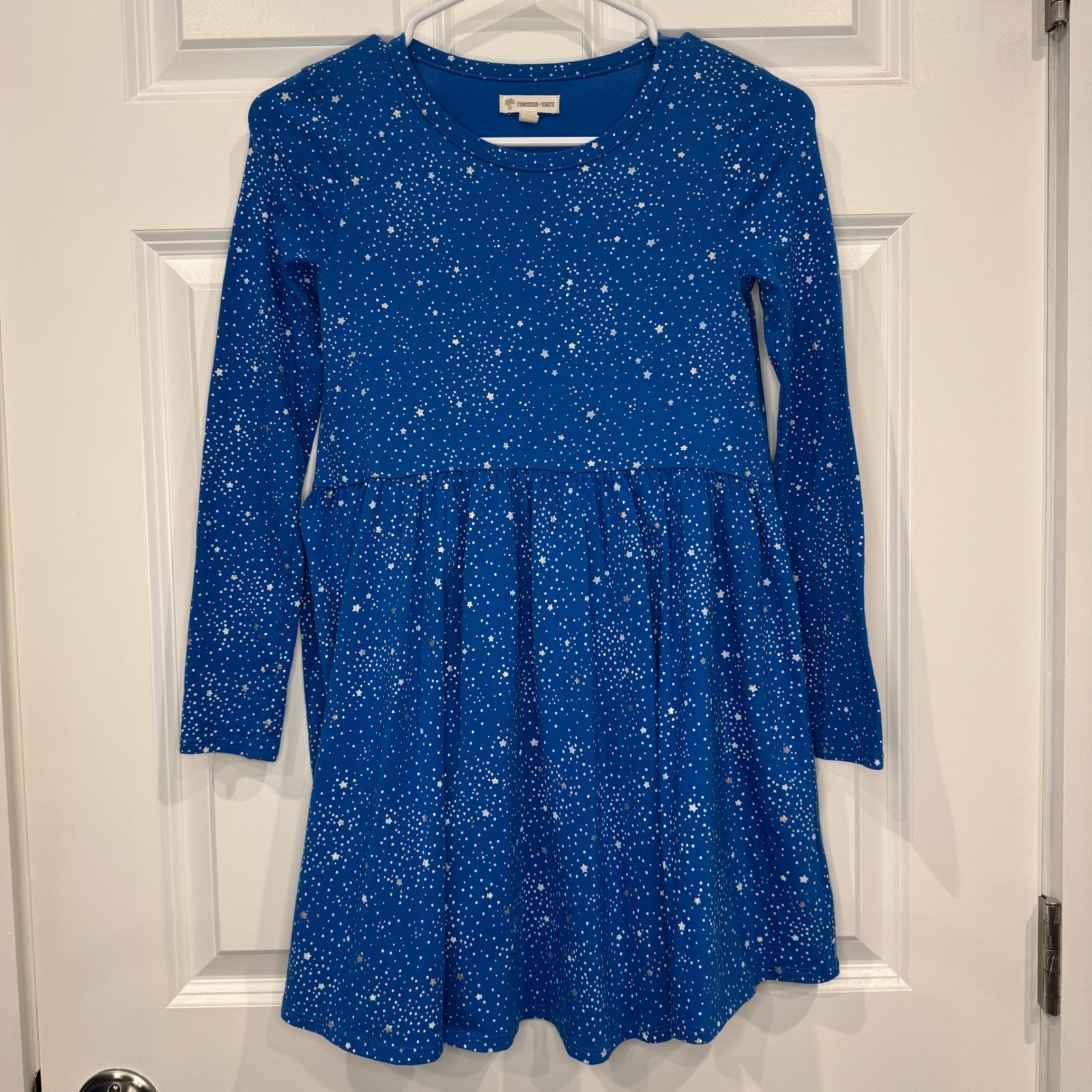 Tucker Tate Kids Blue Star Print Long Sleeve Dress Size 8